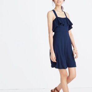 Madewell Navy Ruffle Mini Dress